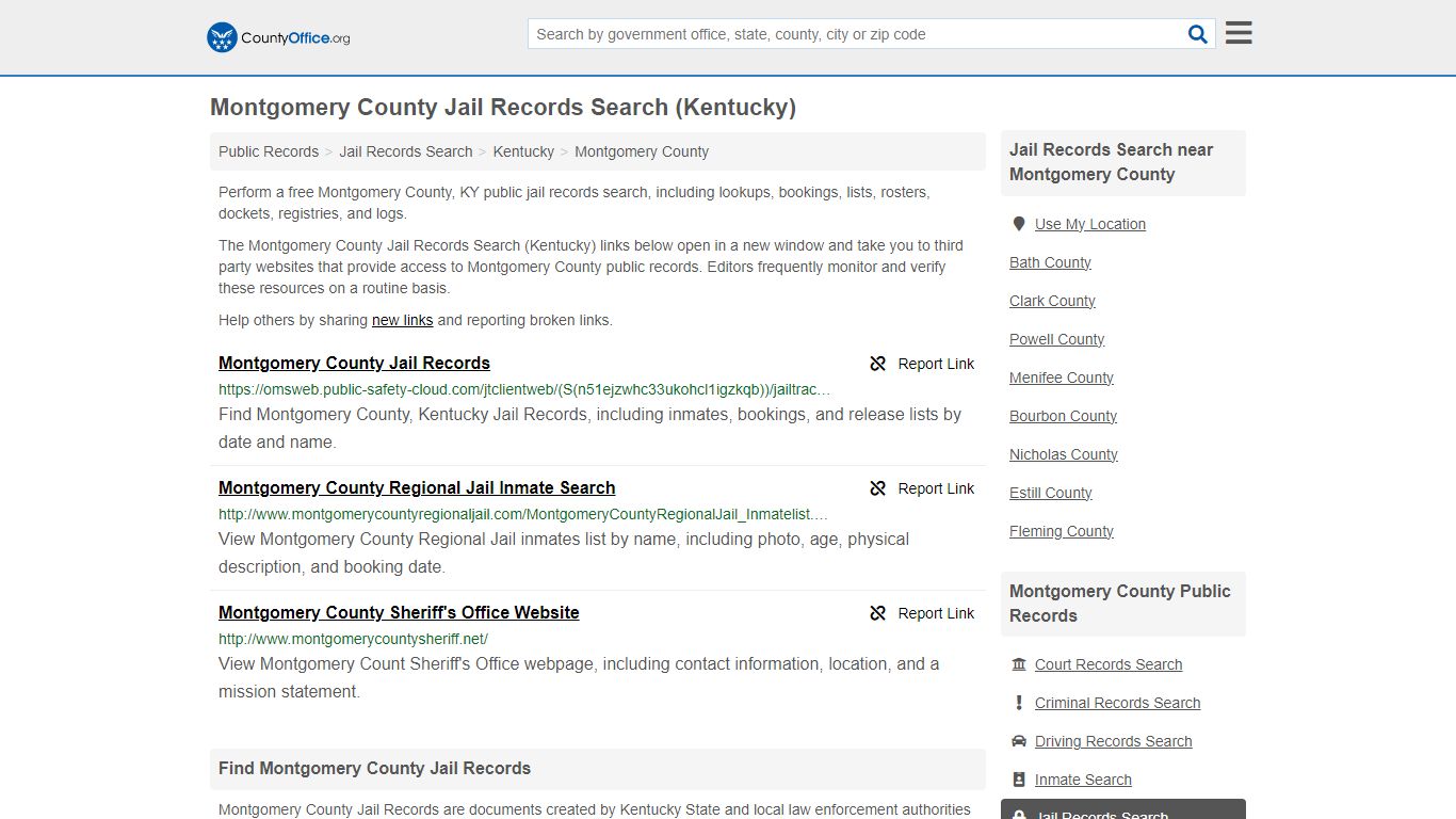 Montgomery County Jail Records Search (Kentucky) - County Office